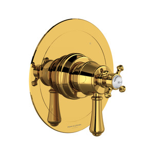 Garniture pour valve à pression équilibrée et thermostatique de 1/2 po à 5 fonctions (partagées) avec poignée à levier Georgian Era - Laiton non laqué  | Numéro de modèle: U.TGA45W1LSP-ULB - Produit épuisé