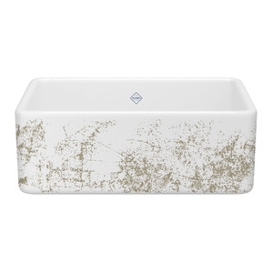 Évier de cuisine simple 30" en argile réfractaire avec tablier Farmhouse à motif métallique Shaker - Blanc avec motif  | Numéro de modèle: MS3018WHMTGO - Produit épuisé