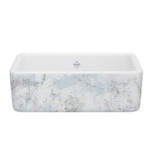 30 Inch Lancaster Single Bowl Farmhouse Apron Front Fireclay Kitchen Sink With Patina Design - White With Design | Model Number: RC3018WHPTBS - Product Knockout