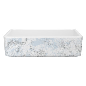 36 Inch Lancaster Single Bowl Farmhouse Apron Front Fireclay Kitchen Sink With Patina Design - White With Design | Model Number: RC3618WHPTBS - Product Knockout