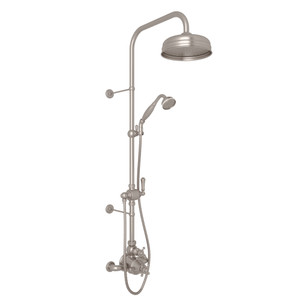 Ensemble de douche thermostatique Georgian Era - Nickel satiné avec poignée en croix  | Numéro de modèle: U.KIT61NX-STN - Produit épuisé