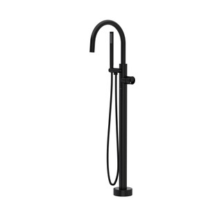 Eclissi Single Hole Floor Mount Tub Filler Trim With C-Spout - Matte Black | Model Number: TEC06HF1IWMB - Product Knockout