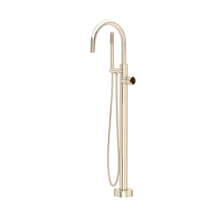 Eclissi™ Single Hole Floor Mount Tub Filler Trim With C-Spout - Satin Nickel/Matte Black | Model Number: TEC06HF1IWSNB