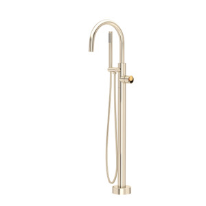 Eclissi™ Single Hole Floor Mount Tub Filler Trim With C-Spout - Satin Nickel/Satin Gold | Model Number: TEC06HF1IWSNG