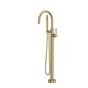 Knurled Single Hole Floor Mount Tub Filler Trim - Antique Gold | Model Number: TMB06HF1LMAG