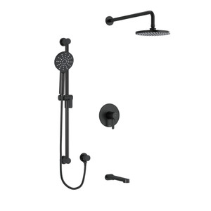 DISCONTINUED Nibi T/P (Thermostatic/Pressure Balance) 1/2 Inch Coaxial 3-Way System With Hand Shower Rail Shower Head And Spout - Black | Model Number: KIT1345NBBK
