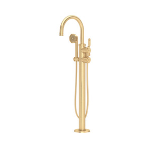 DISCONTINUED Armstrong™ Single Hole Floor Mount Tub Filler Trim With C-Spout - Satin English Gold | Model Number: U.TAR06F1HTSEG