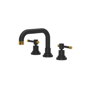 Campo U-Spout Widespread Bathroom Faucet - Matte Black with Unlacquered Brass Accent | Model Number: A3318ILMBU-2 - Product Knockout
