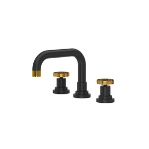 Campo U-Spout Widespread Bathroom Faucet - Matte Black with Unlacquered Brass Accent | Model Number: A3318IWMBU-2 - Product Knockout