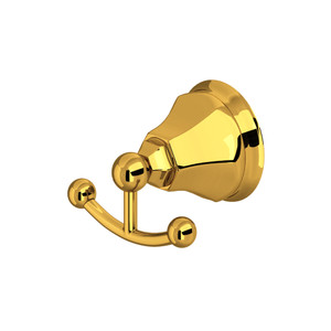 Palladian Wall Mount Double Robe Hook - Unlacquered Brass | Model Number: A6881ULB - Product Knockout