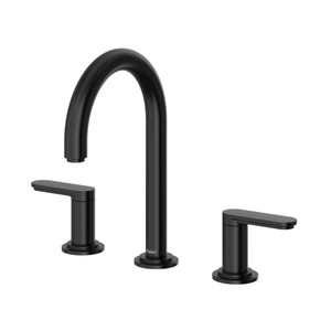 Arca Widespread Bathroom Faucet With C-Spout - Black | Model Number: AARD08BK - Product Knockout