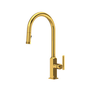 Apothecary Pull-Down Kitchen Faucet With C-Spout - Unlacquered Brass | Model Number: AP55D1LMULB - Product Knockout