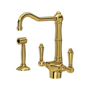 Acqui Two Handle Kitchen Faucet With Side Spray - Unlacquered Brass | A1679LMWSULB-2
