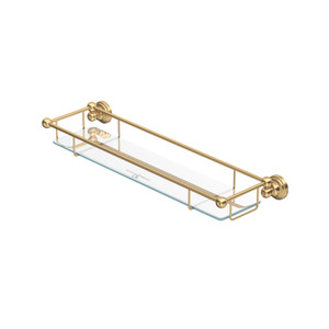 Edwardian™ Wall Mount Tempered Glass Vanity Shelf - Satin English Gold | Model Number: U.6953SEG