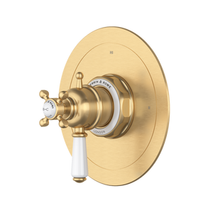 Edwardian™ 1/2" Therm & Pressure Balance Trim With 3 Functions - Satin English Gold | Model Number: U.TEW23W1L-SEG