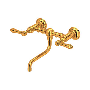 Acqui® Wall Mount Bridge Lavatory Faucet - Italian Brass | Model Number: A1405/44LMIB-2