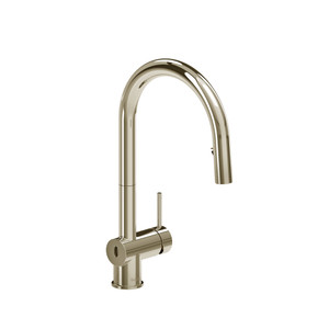 Robinet de cuisine sans contact rétractable avec bec en C Azure™ - Nickel poli  | Numéro de modèle: AZ211PN