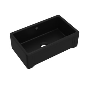 DISCONTINUED Egerton™ 30" Single Bowl Farmhouse Apron Front Fireclay Kitchen Sink - Matte Black | Model Number: RC3017MB