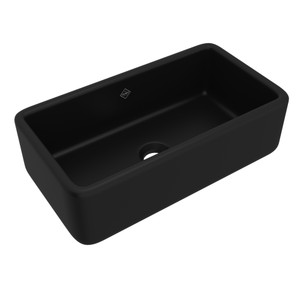 DISCONTINUED Lancaster™ 33" Single Bowl Farmhouse Apron Front Fireclay Kitchen Sink - Matte Black | Model Number: RC3318MB