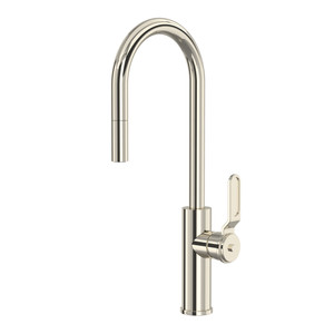 Myrina™ Pull-Down Bar/Food Prep Kitchen Faucet With C-Spout - Polished Nickel | Model Number: MY65D1LMPN