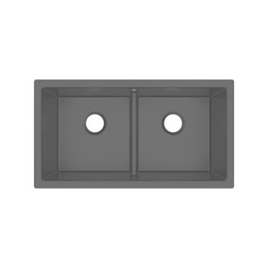 DISCONTINUED Shaker™ 33" Double Bowl Undermount Fireclay Kitchen Sink - Matte Grey | Model Number: MSUM3318LDMG