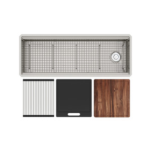 Culinario™ 50" Stainless Steel Chef/Workstation Sink With Accessories - Brushed Stainless Steel | Model Number: RUWUM5019WSSB