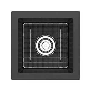 Fonsa™ 15" Quartz Single Bowl Undermount Bar/Food Prep Kitchen Sink - Black | Model Number: FAUM1515BK
