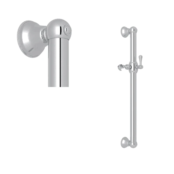 24" Grab Bar With Sliding Handshower Holder - Polished Chrome | Model Number: 1271APC