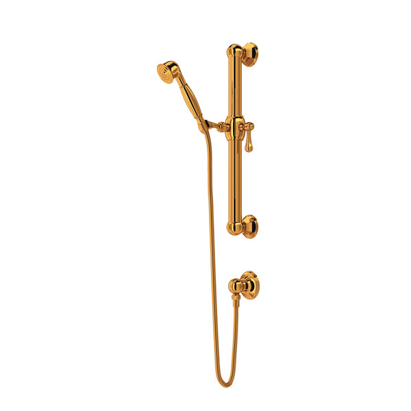 24 Inch Palladian Decorative Grab Bar Set with Single-Function Handshower Hose and Outlet - Italian Brass | Model Number: 1282IB - Product Knockout