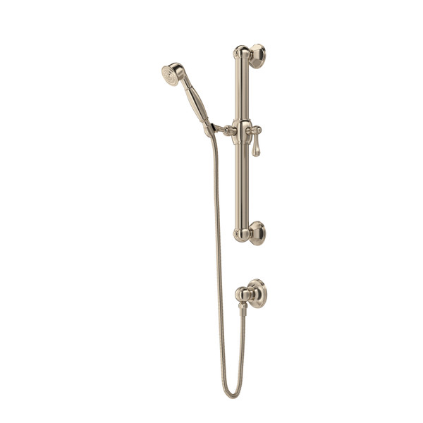 24 Inch Palladian Decorative Grab Bar Set with Single-Function Handshower Hose and Outlet - Satin Nickel | Model Number: 1282STN - Product Knockout