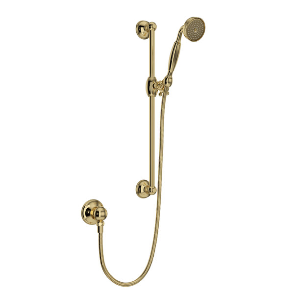 Handshower Set With 22" Slide Bar And Single Function Handshower - Unlacquered Brass | Model Number: 1301EULB