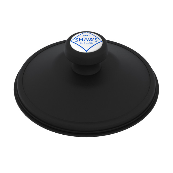 Bouchon pour broyeur avec bouton à tirer en porcelaine orné du logo de marque - Noir mat  | Numéro de modèle: 745MB - Produit épuisé