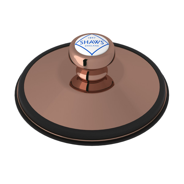 DISCONTINUED-Disposal Stopper with Logo Branded White Porcelain Pull Knob - Rose Gold | Model Number: 745RG - Product Knockout