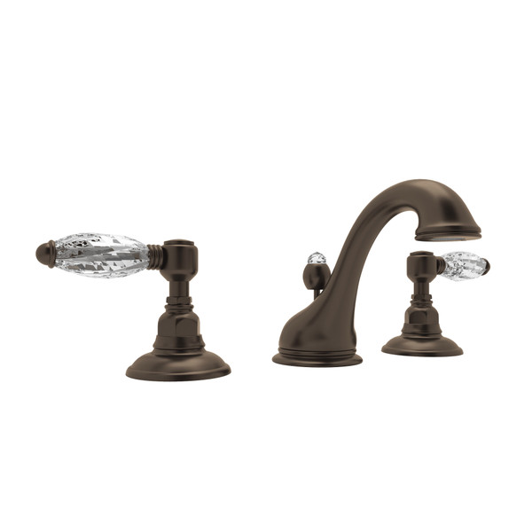 DISCONTINUED-Viaggio C-Spout Widespread Bathroom Faucet - Tuscan Brass with Crystal Metal Lever Handle | Model Number: A1408LCTCB-2 - Product Knockout
