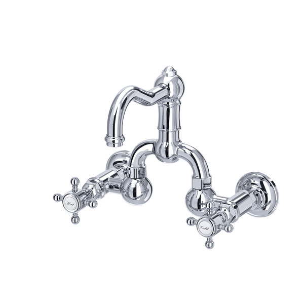 Acqui® Wall Mount Bridge Lavatory Faucet With Column Spout - Polished Chrome | Model Number: A1418XMAPC-2