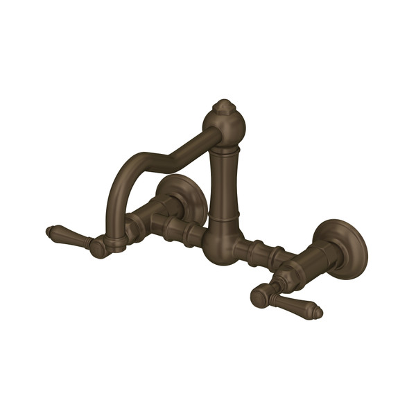 Acqui® Wall Mount Bridge Kitchen Faucet With Column Spout - Tuscan Brass | Model Number: A1456LMTCB-2