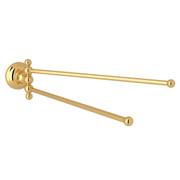 DISCONTINUED-Wall Mount Double Hand Towel Swiveling Bar - Italian Brass | Model Number: A1482IB - Product Knockout