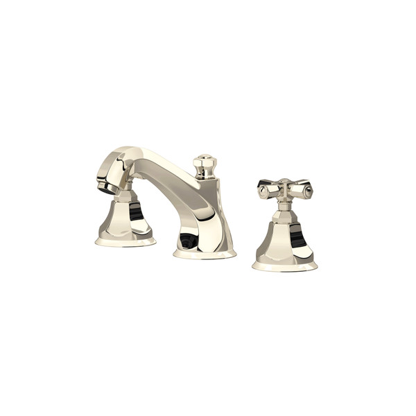 Palladian High Neck Widespread Bathroom Faucet - Polished Nickel with Cross Handle | Model Number: A1908XMPN-2 - Product Knockout