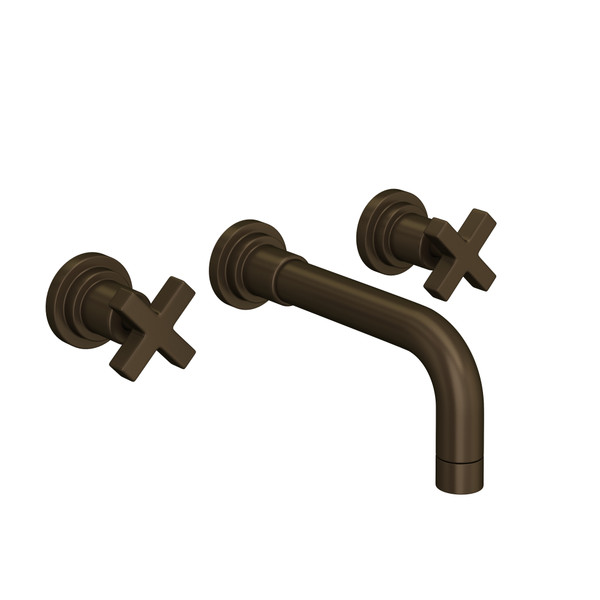 Lombardia Wall Mount Widespread Bathroom Faucet - Tuscan Brass with Cross Handle | Model Number: A2207XMTCBTO-2 - Product Knockout