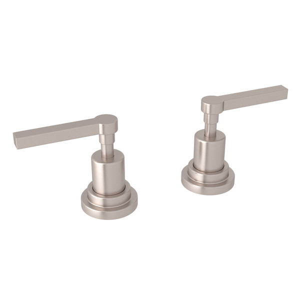 DISCONTINUED-Lombardia Set of Hot and Cold 1/2 Inch Sidevalves - Satin Nickel with Metal Lever Handle | Model Number: A2211LMSTN - Product Knockout