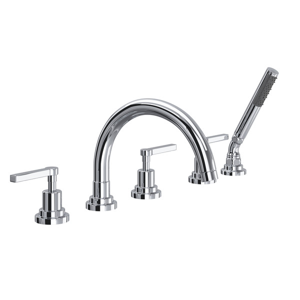 Lombardia® 5-Hole Deck Mount Tub Filler With C-Spout - Polished Chrome | Model Number: A2214LMAPC