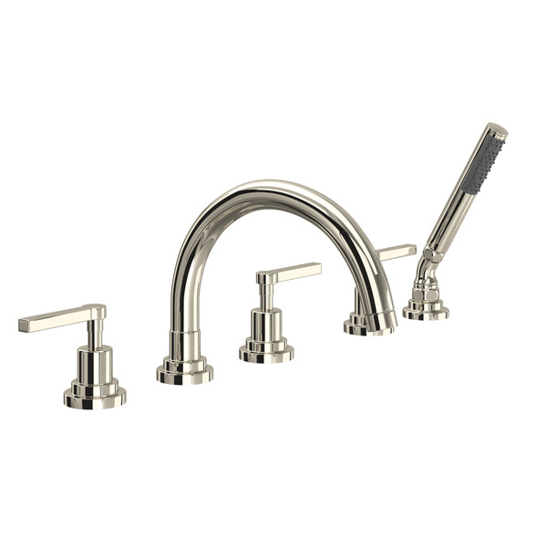 Lombardia® 5-Hole Deck Mount Tub Filler With C-Spout - Polished Nickel | Model Number: A2214LMPN