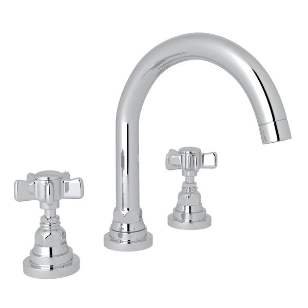 San Giovanni C-Spout Widespread Bathroom Faucet - Polished Chrome with Five Spoke Cross Handle | Model Number: A2328XAPC-2 - Product Knockout