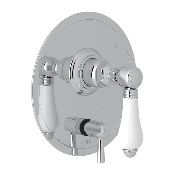 Pressure Balance Trim with Diverter - Polished Chrome with White Porcelain Lever Handle | Model Number: A2410NLPAPC - Product Knockout