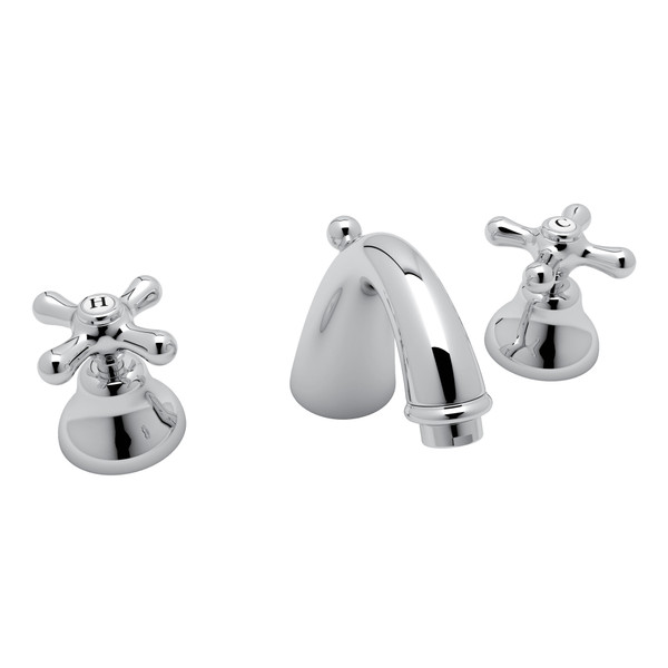 Robinet de salle de bain à bec en C en plusieurs parties Verona - Chrome poli avec poignée en croix  | Numéro de modèle: A2707XMAPC-2 - Produit épuisé