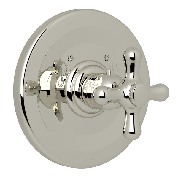 Verona Thermostatic Trim Plate without Volume Control - Polished Nickel with Cross Handle | Model Number: A2914XMPN - Product Knockout