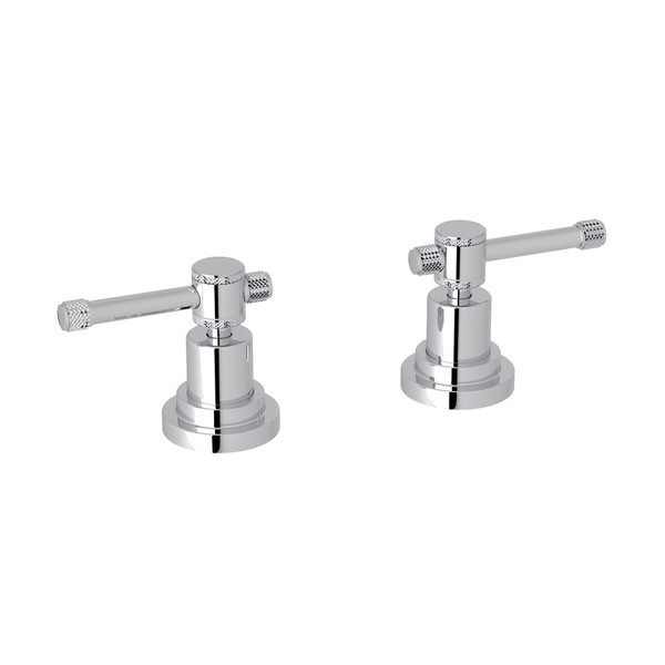 DISCONTINUED-Campo Set of Hot and Cold 1/2 Inch Sidevalves - Polished Chrome with Industrial Metal Lever Handle | Model Number: A3311ILAPC - Product Knockout