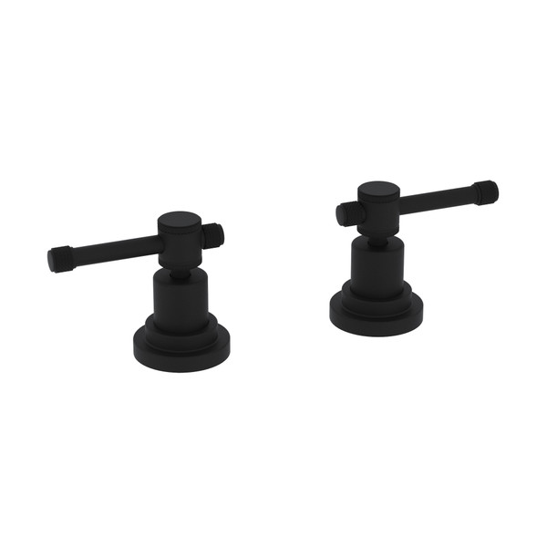 DISCONTINUED-Campo Set of Hot and Cold 1/2 Inch Sidevalves - Matte Black with Industrial Metal Lever Handle | Model Number: A3311ILMB - Product Knockout