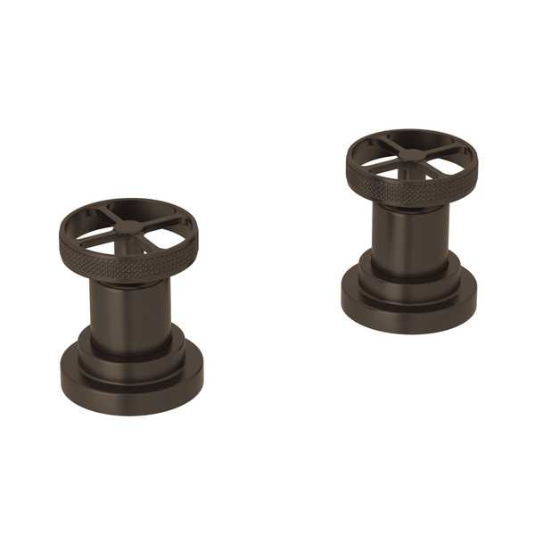 DISCONTINUED-Campo Set of Hot and Cold 1/2 Inch Sidevalves - Tuscan Brass with Industrial Metal Wheel Handle | Model Number: A3311IWTCB - Product Knockout