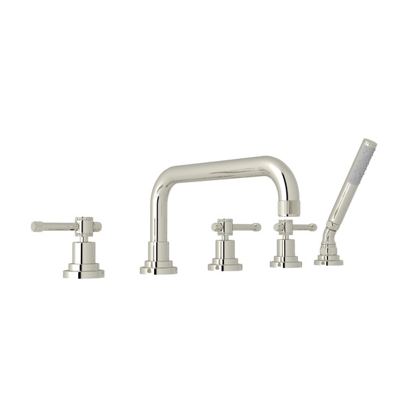 Campo 5-Hole Deck Mount Tub Filler - Polished Nickel with Industrial Metal Lever Handle | Model Number: A3314ILPN - Product Knockout